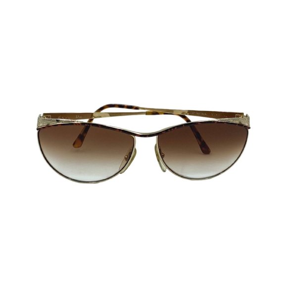 Rare 80\'s Cat Eye CHRISTIAN DIOR Sunglasses Eyewear Gold Metal Frames Brown Lens main image 5